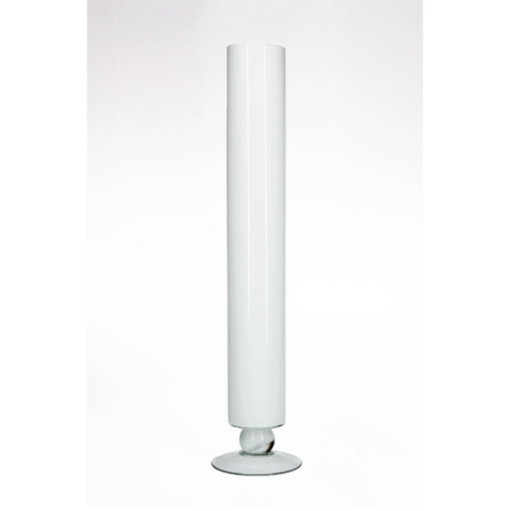 White Cylinder w Base h. 57cm Ø.12cm (6stk lager)