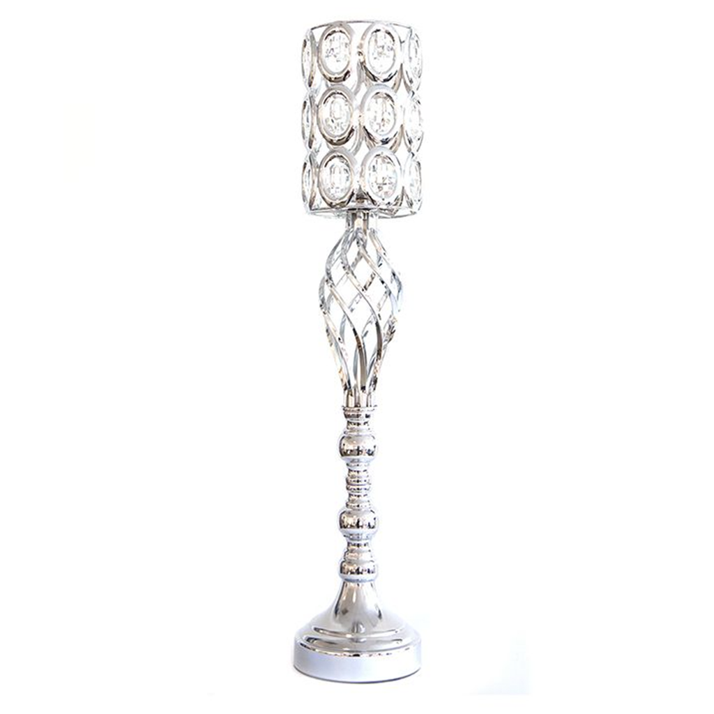 Swirl Crystal Candel holder Silver h. 68cm (4stk på lager)